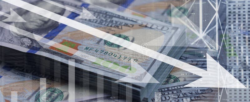 US dollar currency decrease or drop in bad situation business background. Decrease dollar stock images, royalty-free photos and pictures