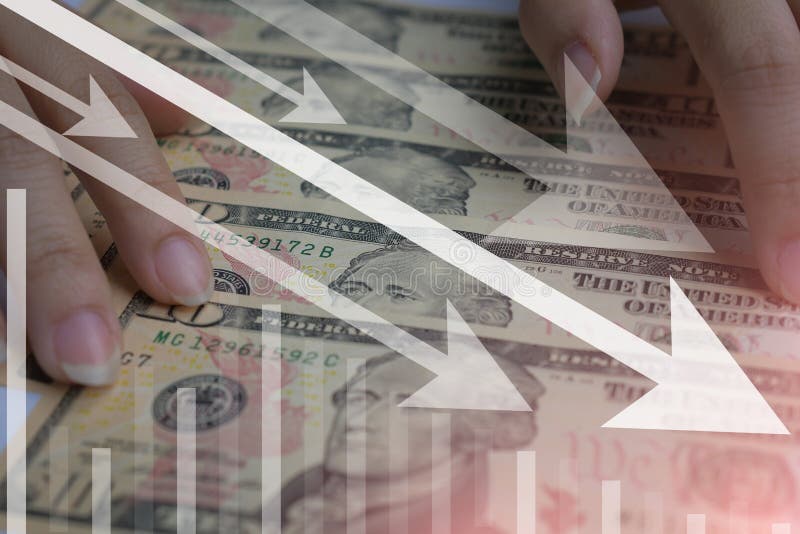 US dollar currency decrease or drop in bad situation business background. Decrease dollar stock images, royalty-free photos and pictures