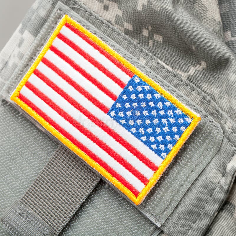 US Flag Shoulder Patch on Solder S Uniform Studio Shot Stock Image