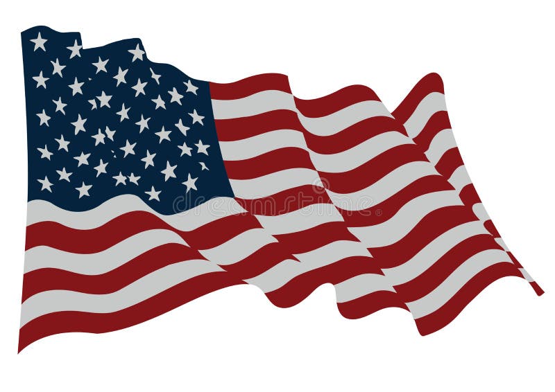 The US Star and Stripes Flag Flutters in the Wind Stock Vector