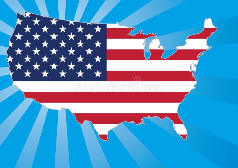 US Map with Stars and Stripes stock image