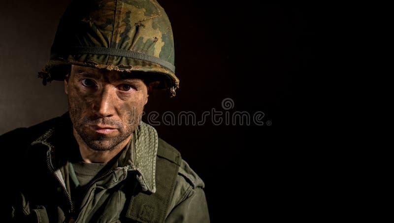 American Soldier (Vietnam War) Suffering With Shell Shock / PTSD Stock  Photo