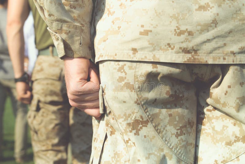 Young Marines at attention