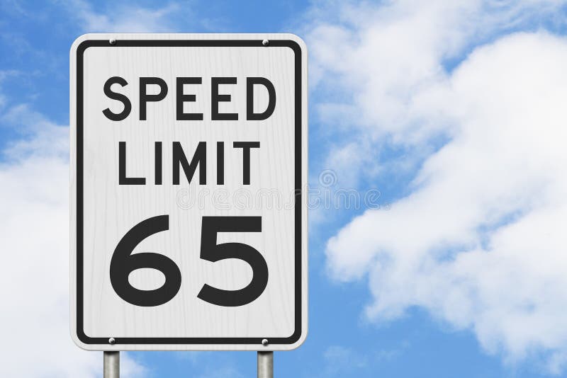 US 65 mph Speed Limit sign stock image. Image of miles - 140880961