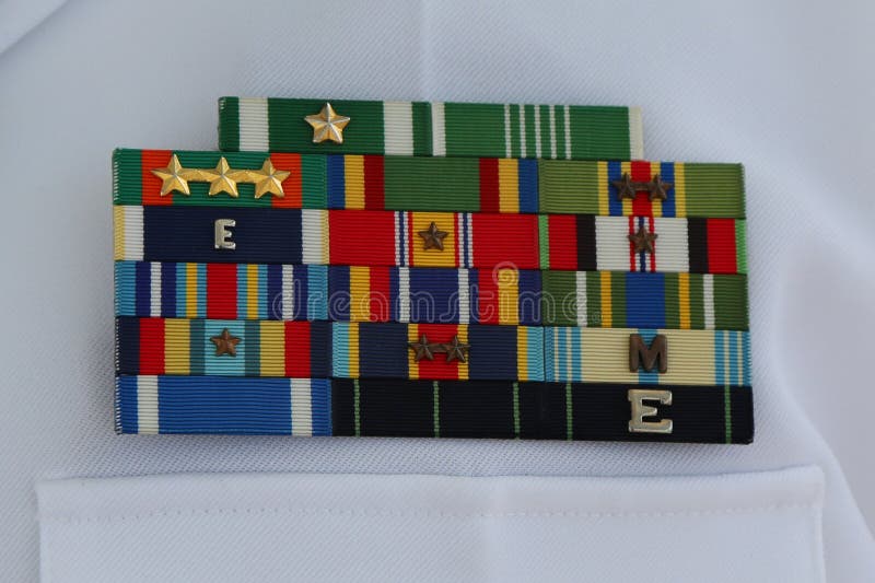 US Navy military ribbons on United States Navy Uniform stock photos US Navy military ribbons on United States Navy Uniform stock photos
