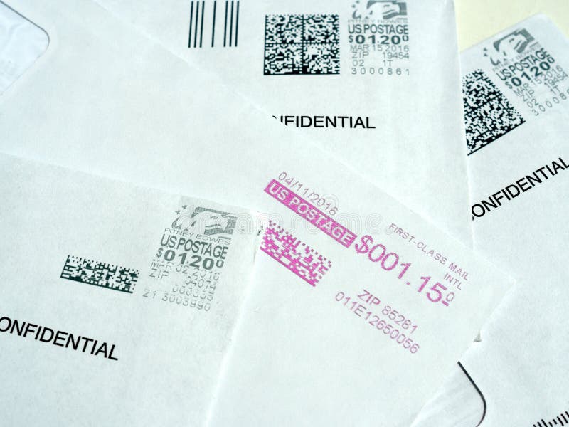 US Postage First Class Mail Envelopes Editorial Stock Photo - Image of