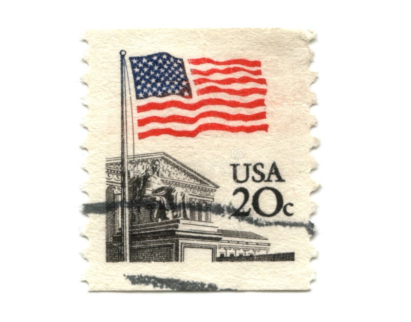 US postage stamp on white background stock image