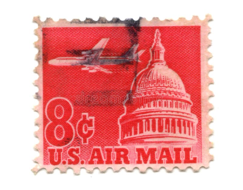 US postage stamp on white background stock image