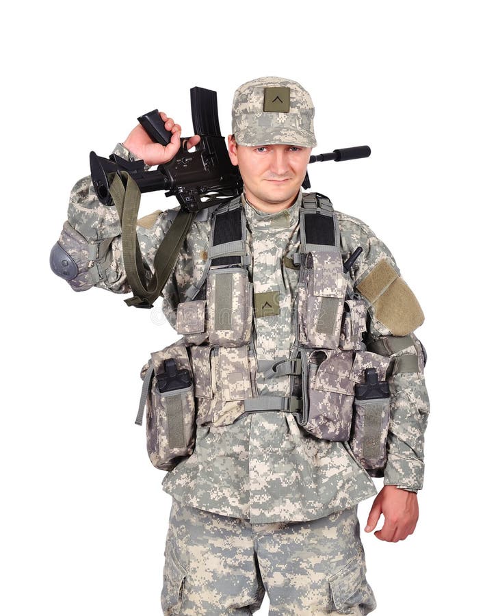 Soldier with rifle stock image. Image of patriot, peacekeeper - 34479653