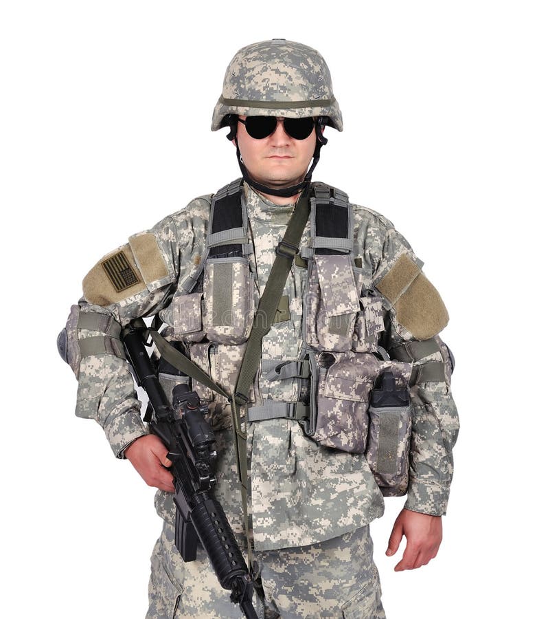 US soldier with rifle stock image. Image of militant - 33989955