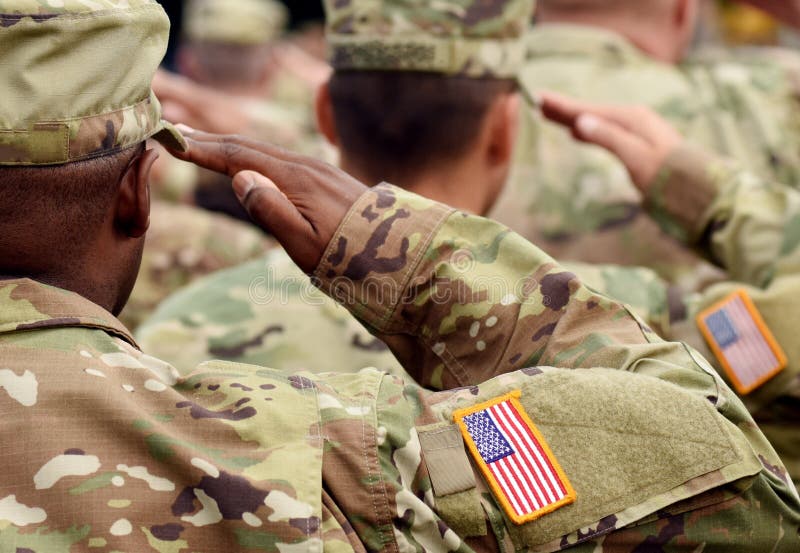 US soldier salute. US army. US troops. Military of USA.