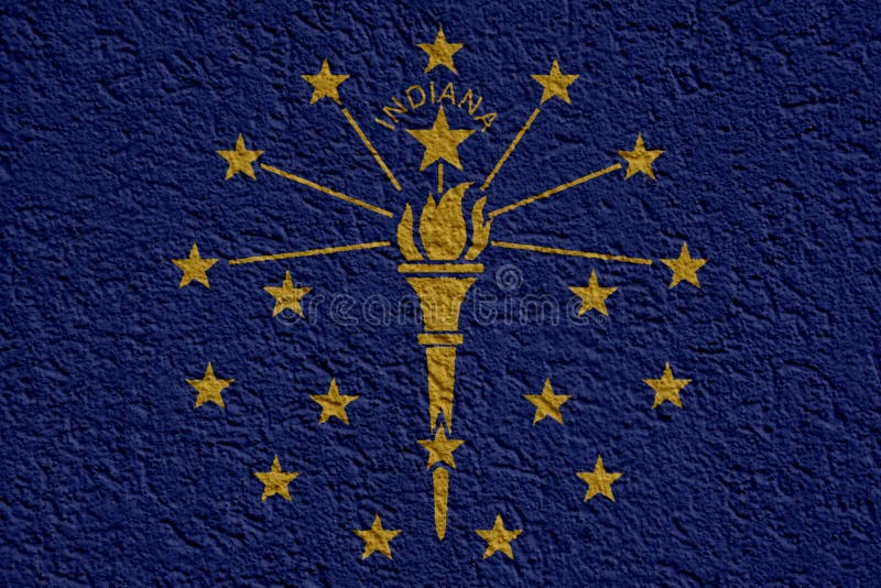 US State Politics or Business Concept: Indiana Flag Wall with Plaster ...