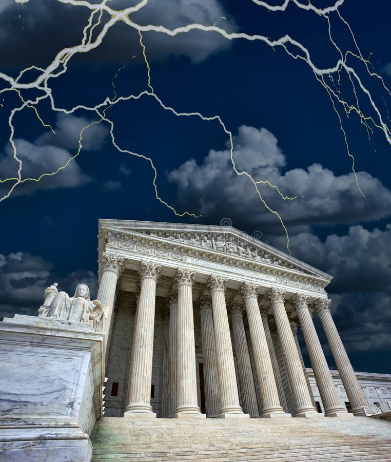 US Supriem Court in a Storm. stock images