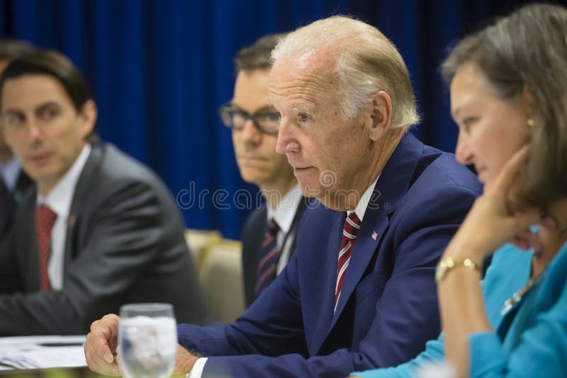 NEW YORK, USA - Sep 20, 2016: US Vice President Joe Biden during a meeting with President of Ukraine Petro Poroshenko in New York