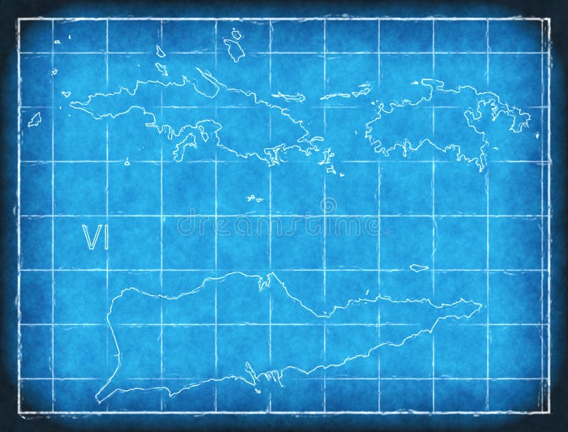 US Virgin Islands map blue print artwork illustration silhouette