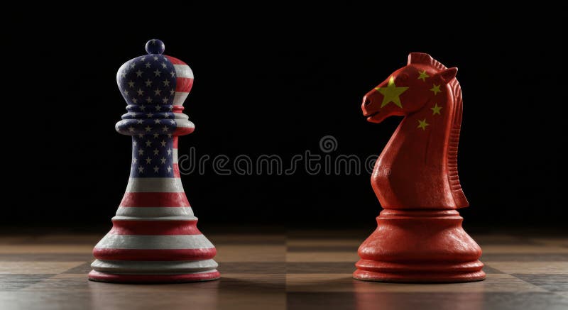 US vs.. China : Un joc de șah vector illustration