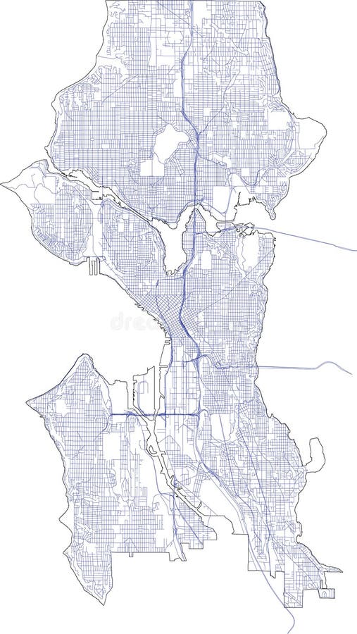 US Washington State King County Seattle Streets Stock Vector