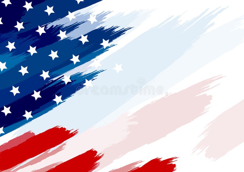 USA or american flag paintbrush on white background vector illustration