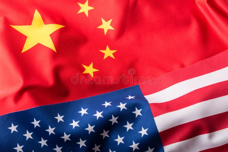 USA and China. Usa flag and china flag