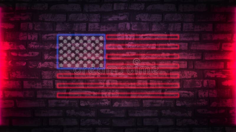 USA chorągwiany neonowy znak Dnia usa świątecznie tło zdjęcia royalty free USA chorągwiany neonowy znak Dnia usa świątecznie tło zdjęcia royalty free