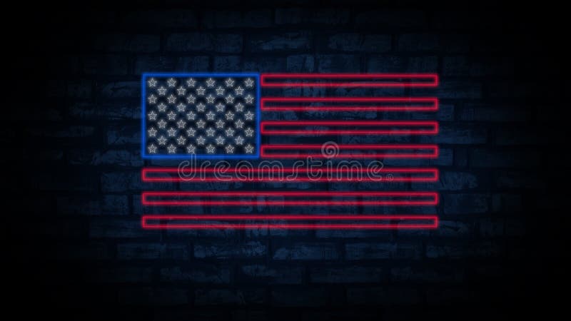 USA chorągwiany neonowy znak Dnia usa świątecznie tło zdjęcie stock USA chorągwiany neonowy znak Dnia usa świątecznie tło zdjęcie stock