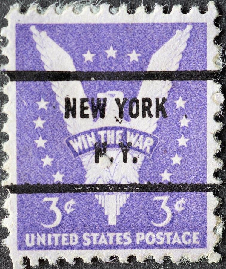 USA - Circa 1942: a postage stamp printed in the US showing the picturing the American eagle. Text: Win the War. New York . USA - Circa 1942: a postage stamp printed in the US showing the picturing the American eagle. Text: Win the War. New York .