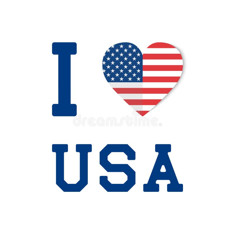 USA Flag on Heart Background with I Love USA Text Stock Vector