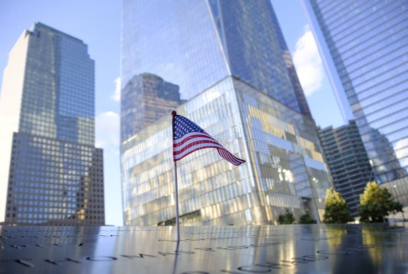 USA Flag at the 9/11 Memorial stock image USA Flag at the 9/11 Memorial stock image