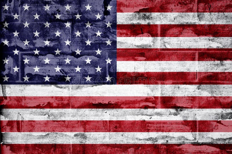 Usa Flag Painted On Brick Wall Background Stock Photo Image Of Built