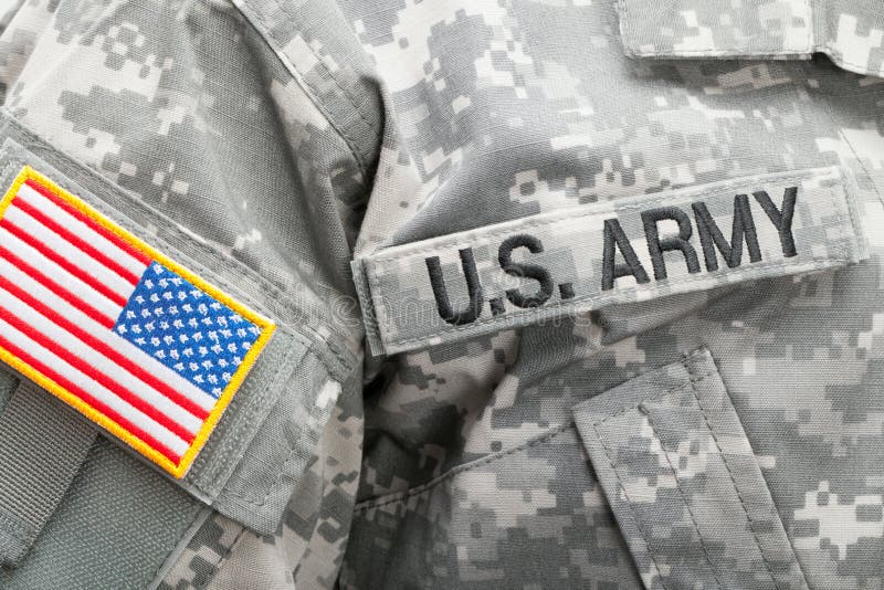 USA flaga i U S WOJSKO łata na wojskowym uniformu - studio strzał