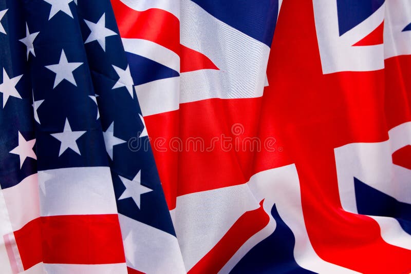 USA flag and UK Flag background. Relations between States . USA flag and UK Flag background. Relations between States .