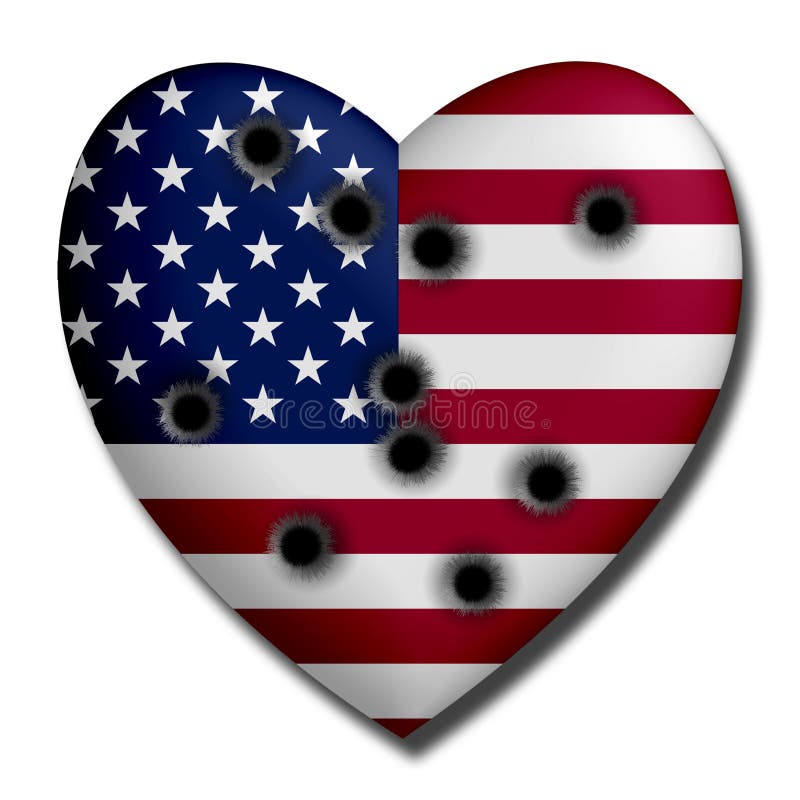 USA Heart with Bullet Holes royalty free illustration.