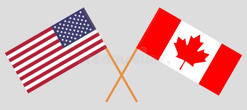 USA i Kanada amerykańskie kanadyjskie flaga Oficjalni kolory Poprawna proporcja wektor ilustracja wektor