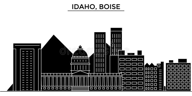 Usa, Idaho, Boise architecture vector city skyline, travel cityscape with landmarks, buildings, isolated sights on royalty free illustration Usa, Idaho, Boise architecture vector city skyline, travel cityscape with landmarks, buildings, isolated sights on royalty free illustration