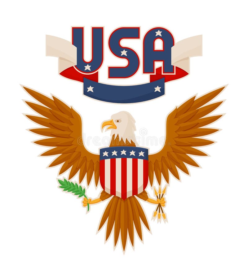 USA illustration för skalliga Eagle och flaggaaffischvektor vektor illustrationer USA illustration för skalliga Eagle och flaggaaffischvektor vektor illustrationer