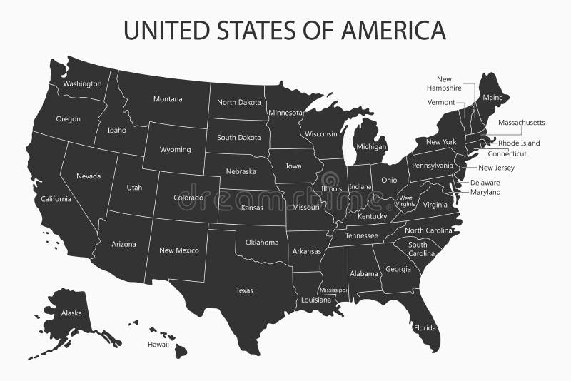USA map with states names. United States of America cartography. Vector illustration. USA map with states names. United States of America cartography. Vector illustration.