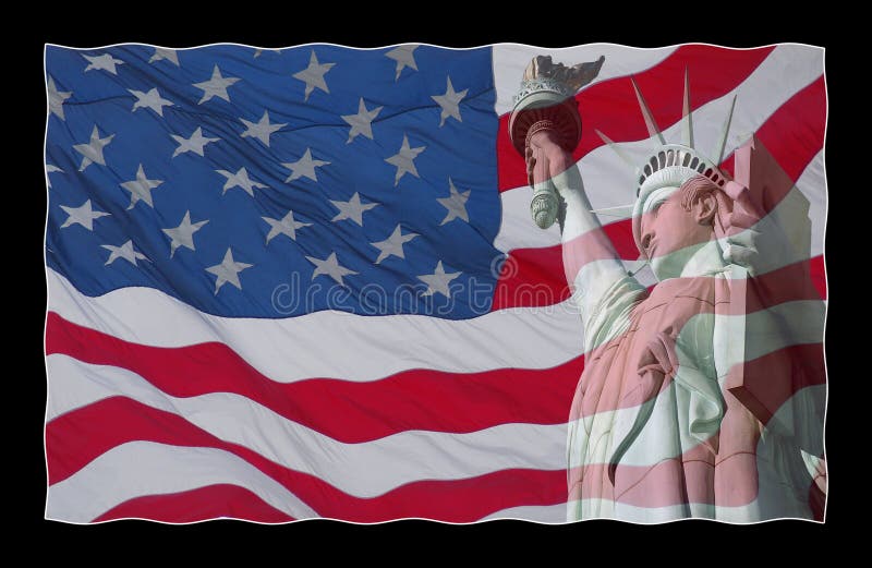 USA kennzeichnen und Freiheitsstatue stockbild USA kennzeichnen und Freiheitsstatue stockbild