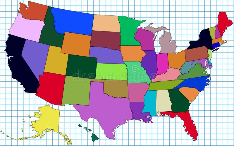 Colorful USA Map against the background of the cell. Colorful USA Map against the background of the cell