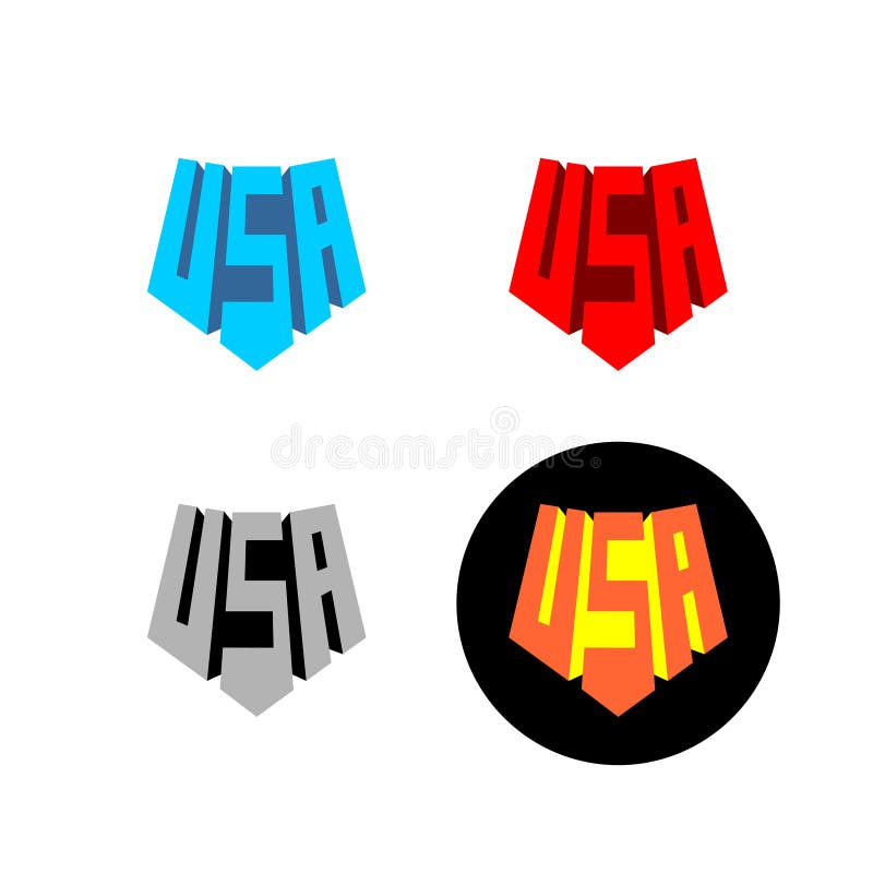 USA letters logo 3D style stock illustration