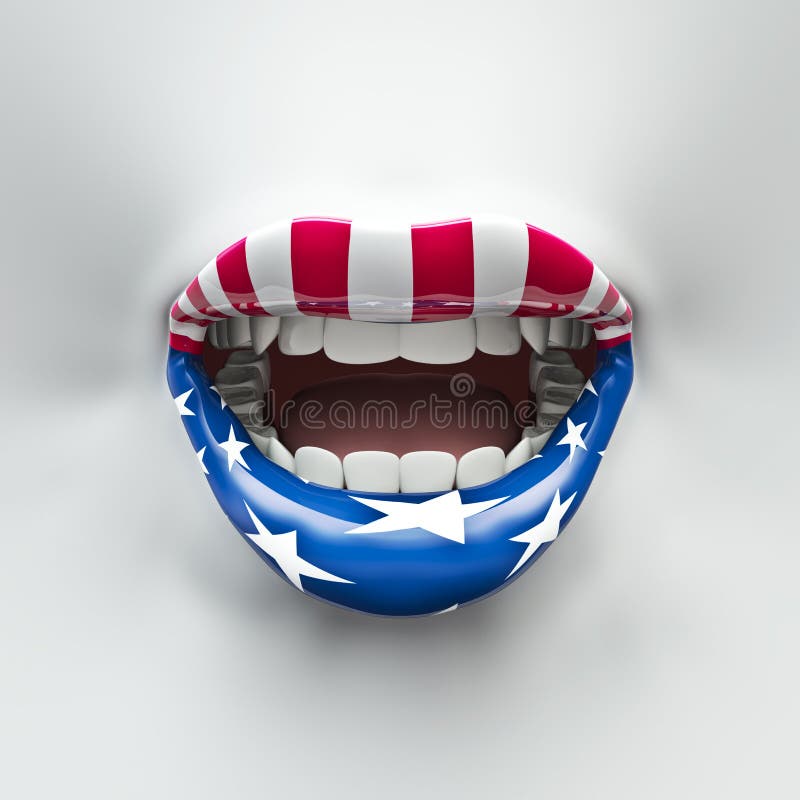 3D render of female lips decorated with stars and stripes. 3D render of female lips decorated with stars and stripes