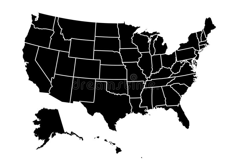 USA map vector illustration on white. USA map vector illustration on white