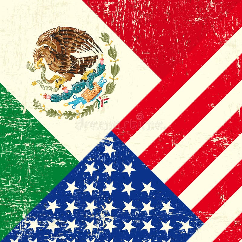 USA And Mexican Grunge Flag. Stock Illustration - Illustration of