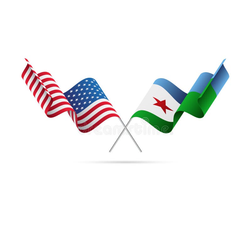 USA och Djibouti flaggor också vektor för coreldrawillustration royaltyfri illustrationer USA och Djibouti flaggor också vektor för coreldrawillustration royaltyfri illustrationer