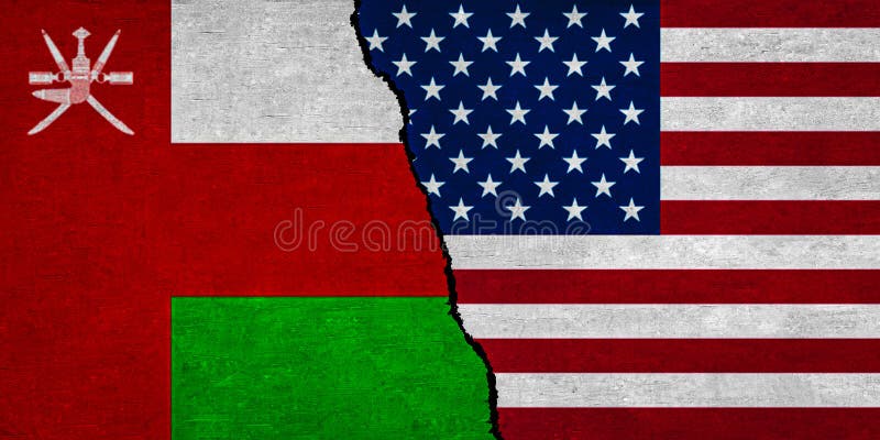 USA and Oman flag together stock image