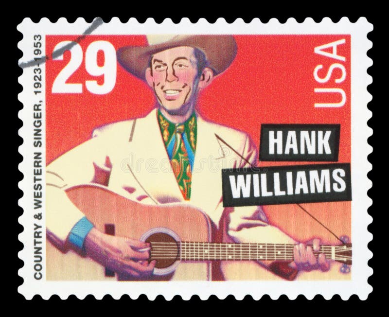 UNITED STATES - CIRCA 1996: postage stamp printed in USA showing an image of Hank Williams, circa 1996. UNITED STATES - CIRCA 1996: postage stamp printed in USA showing an image of Hank Williams, circa 1996.