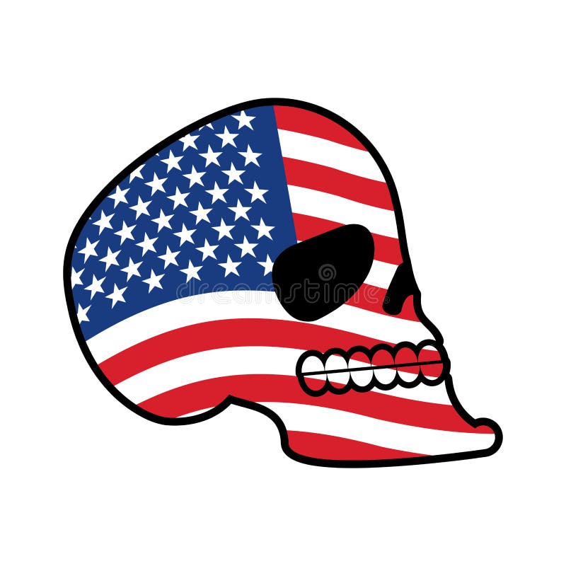 USA Skull. Head of Skeleton and Flag of America Stock Vector