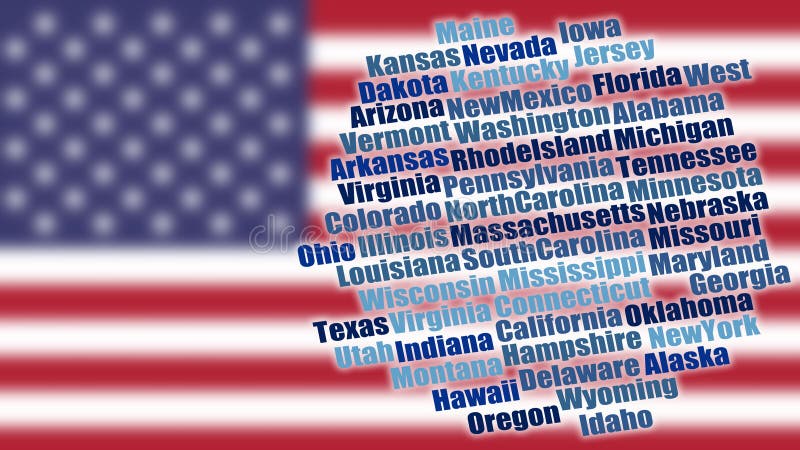 USA stanu imiona na zamazanej flaga ilustracji USA stanu imiona na zamazanej flaga ilustracji