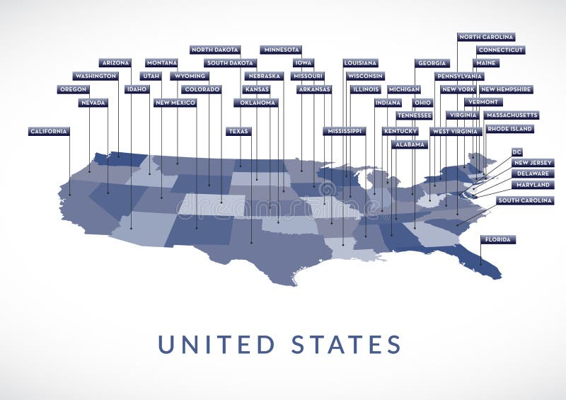 USA State map perspective view. USA State map perspective view