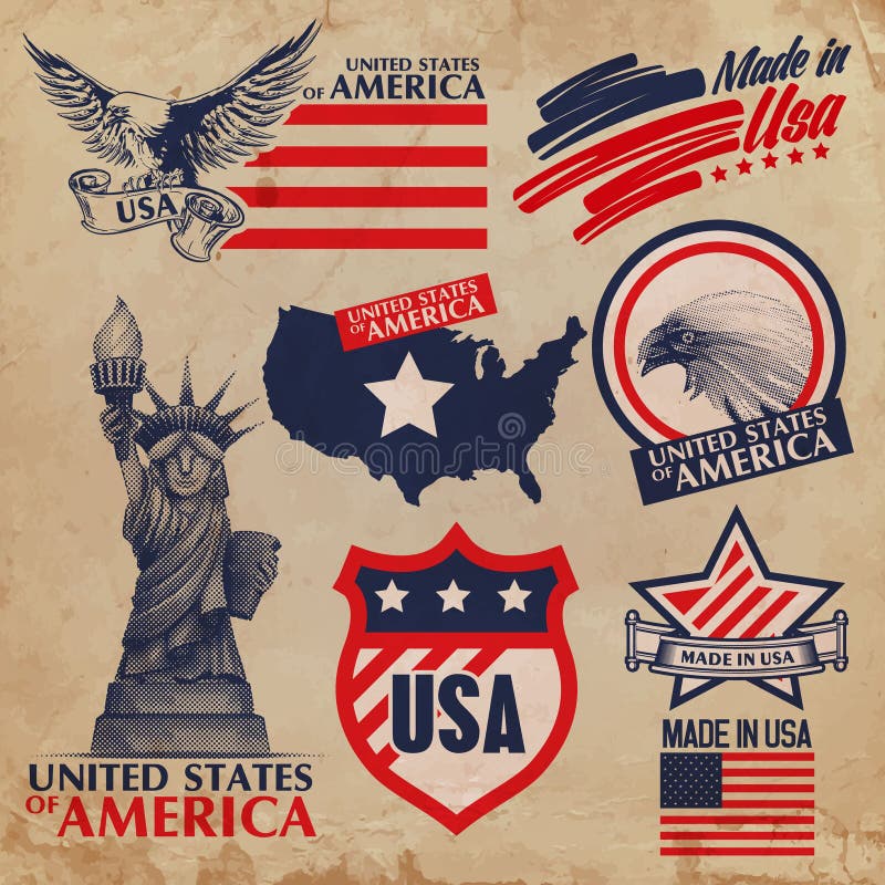 Usa stickers stock vector. Illustration of asia, liberty 53699841