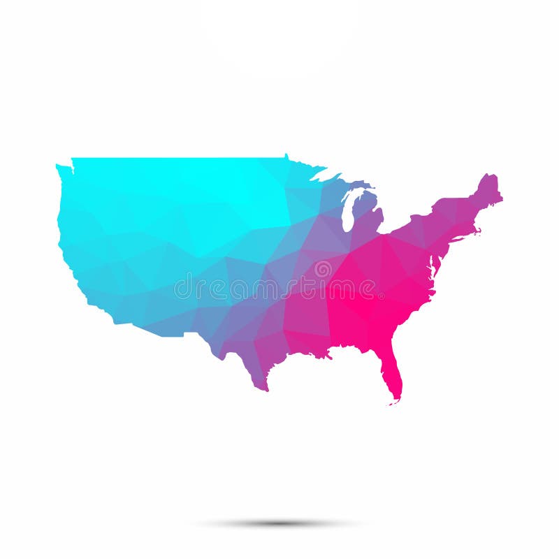 USA United States of America Map Triangle Low Poly Geometric Polygonal ...